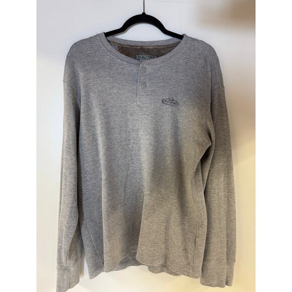 Real tree Men’s Sz L Henley Long Sleeve Gray Waffle Knit Outdoors Thermal Shirt - Picture 8 of 10
